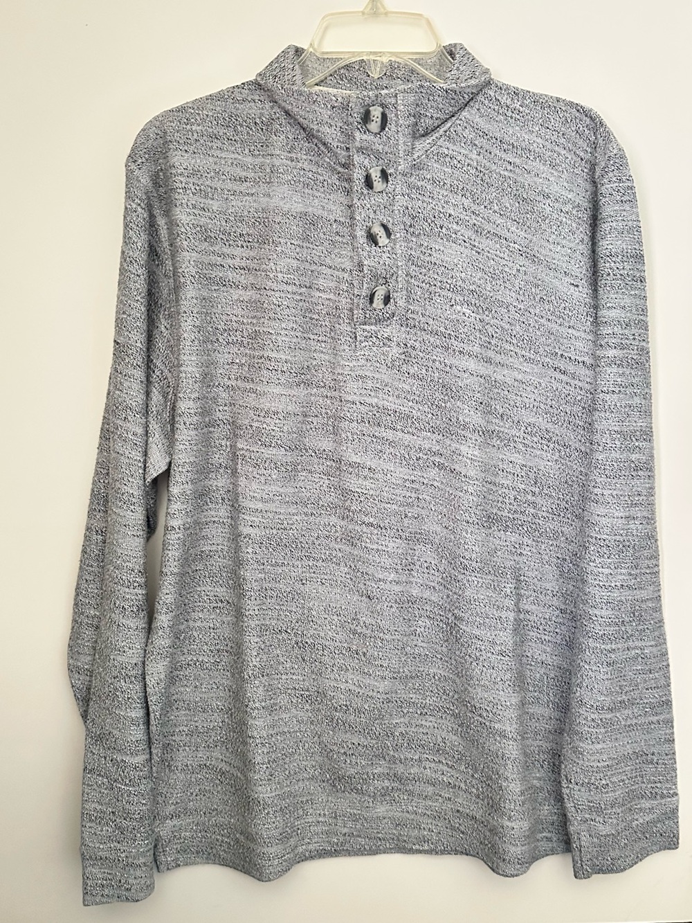 Marine Layer Clayton Textured Pullover Mock Neck w/multi-button /Gray ~XL